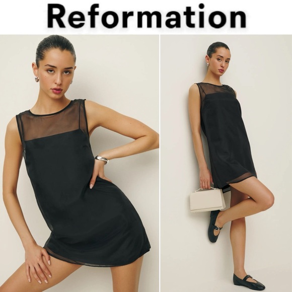 Reformation | Dresses | Reformation Vina Sheer Overlay Minidress Black Dress  Sz 6 Nwt 248 | Poshmark